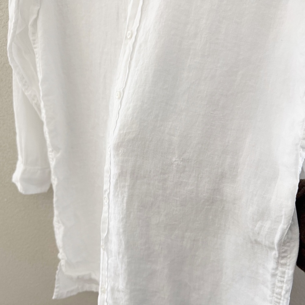 Frank and Eileen Hunter Linen Shirt Dress Med White Long Sleeve Casual Coastal - Picture 8 of 13